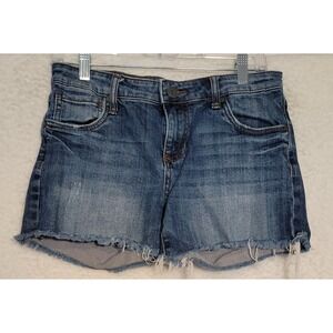 KUT From The Kloth Cut-Off Denim Shorts Women's Size 4 Blue Raw Hem Zip Fly 1062